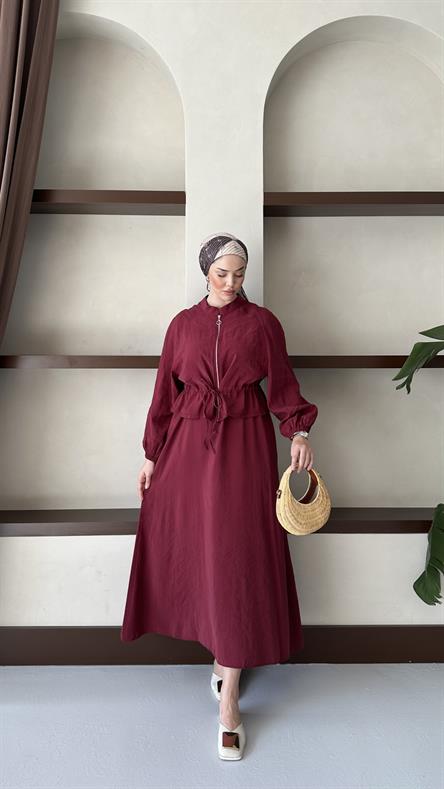 2889 H Bayan Elbise-Bordo