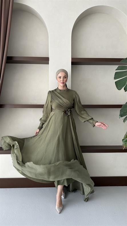 3067 S Abiye Elbise-Haki