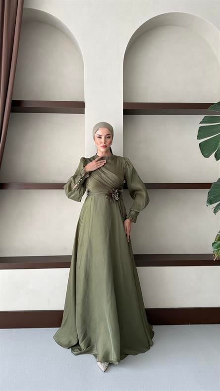 3067 S Abiye Elbise-Haki