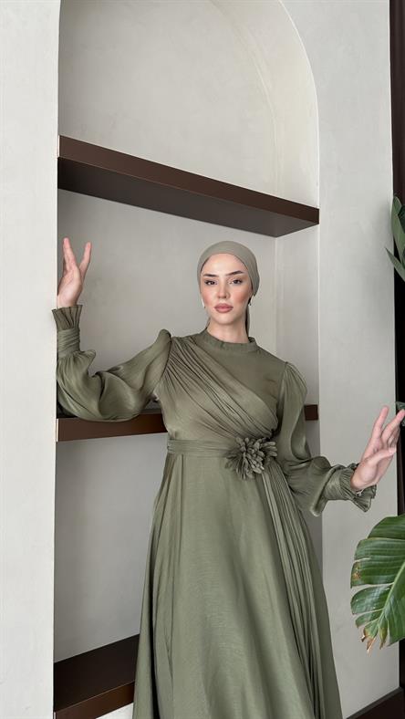 3067 S Abiye Elbise-Haki