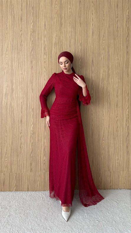 3082 S Lace Abiye-Bordo