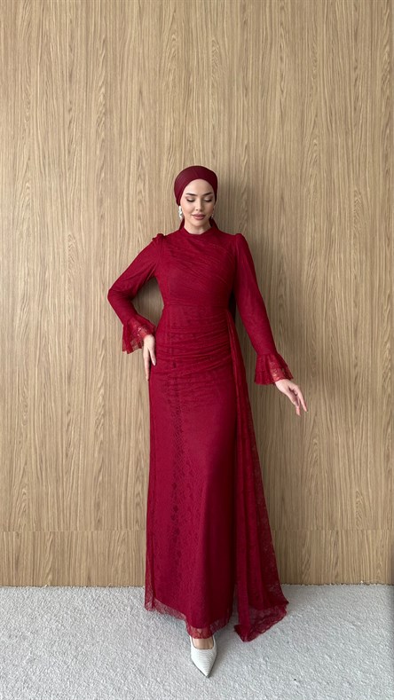 3082 S Lace Abiye-Bordo