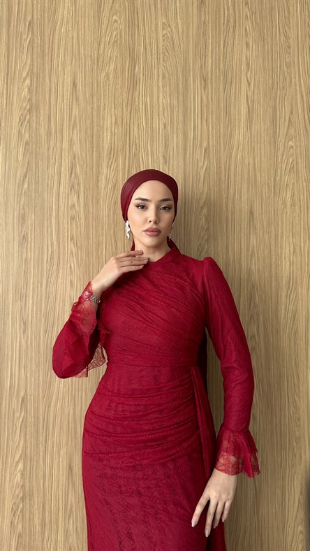 3082 S Lace Abiye-Bordo