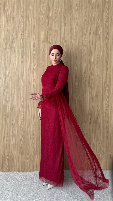 3082 S Lace Abiye-Bordo