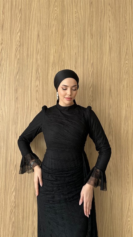 3082 S Lace Abiye-Siyah