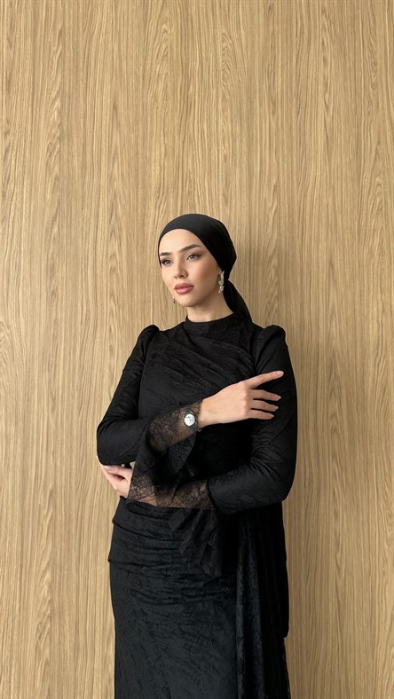 3082 S Lace Abiye-Siyah