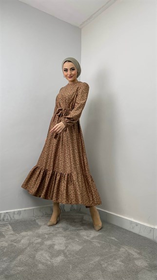3107 F Desenli Elbise