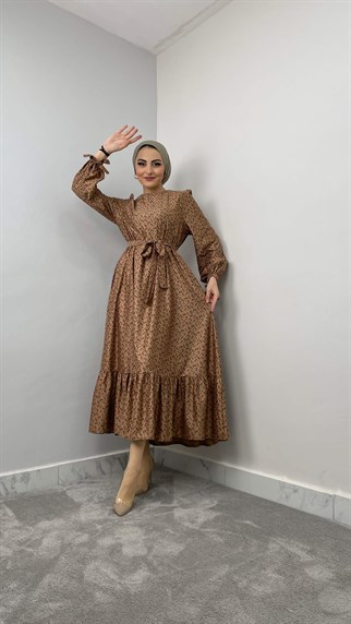3107 F Desenli Elbise
