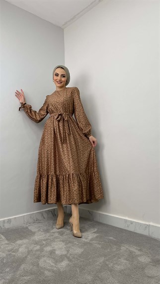 3107 F Desenli Elbise