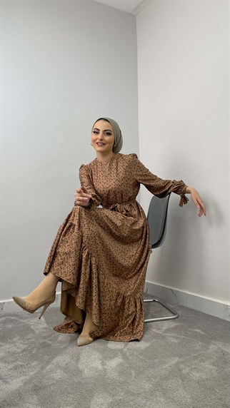 3107 F Desenli Elbise