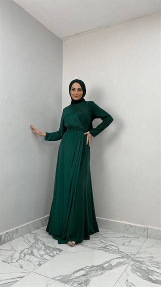 3750 Bayan Abiye Elbise-Zümrüt