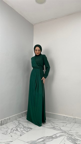 3750 Bayan Abiye Elbise-Zümrüt