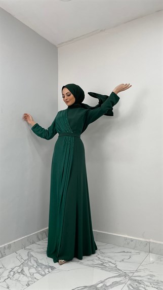 3750 Bayan Abiye Elbise-Zümrüt