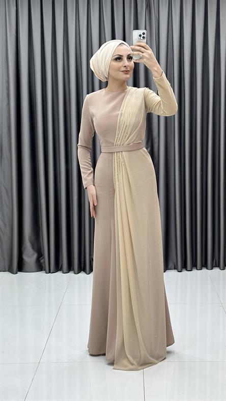 3750 Bayan Abiye Elbise-Taş