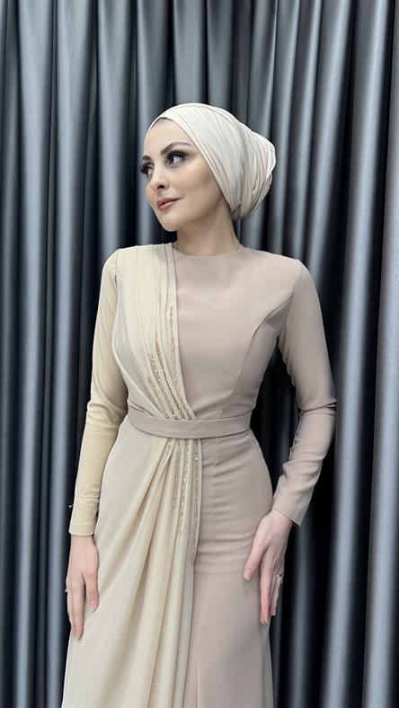 3750 Bayan Abiye Elbise-Taş