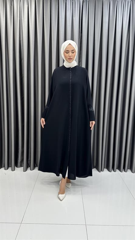4099 Ş Plise Kol Ferace-Lacivert