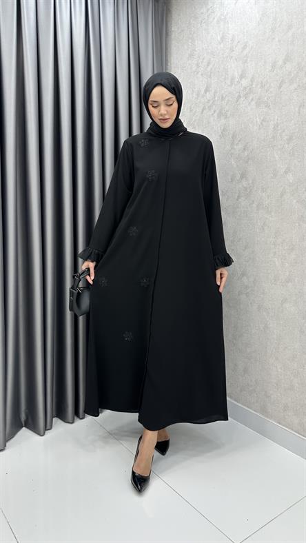 4100 Tül Ferace-Siyah