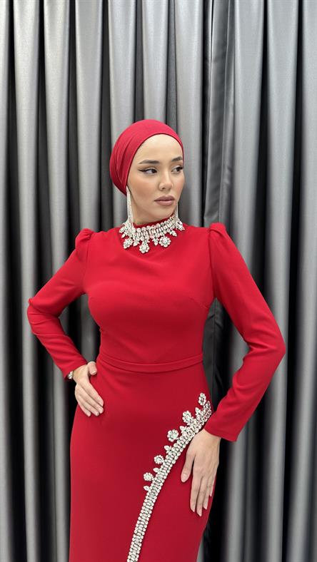 4256 T Avril Abiye-Kırmızı