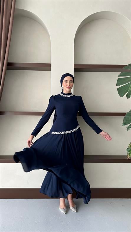 4418 T Queen Abiye-İndigo Mavi