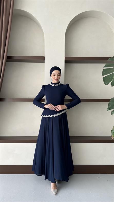 4418 T Queen Abiye-İndigo Mavi