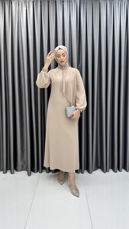 4510 T Abaya Elbise-Taş