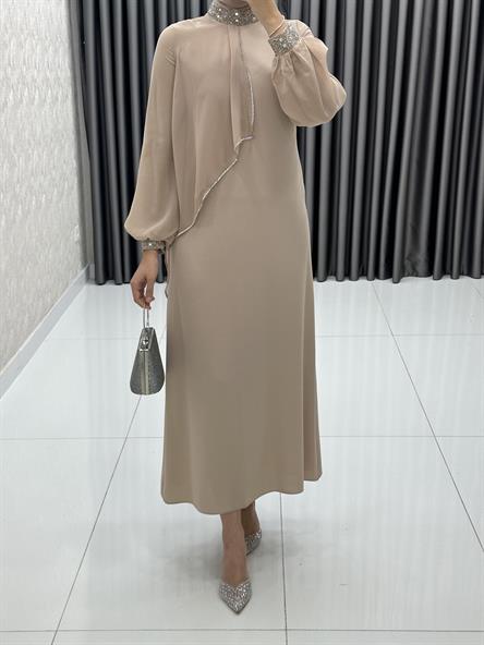 4510 T Abaya Elbise-Taş
