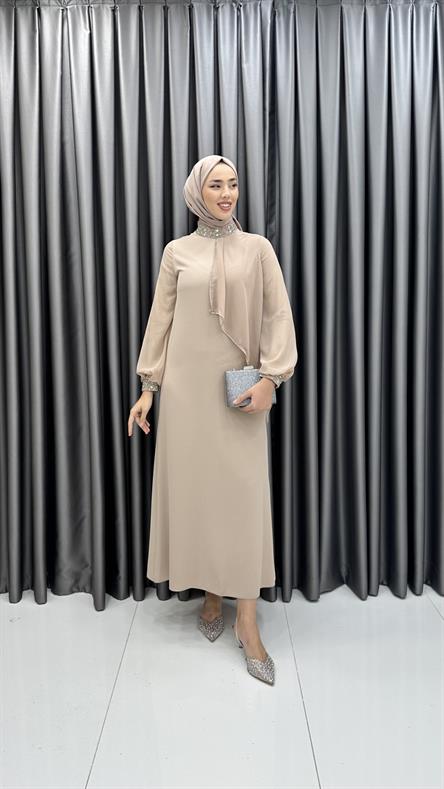 4510 T Abaya Elbise-Taş