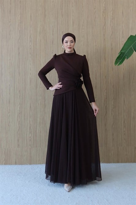 4525 T Nurseda Abiye-Kahve Rengi