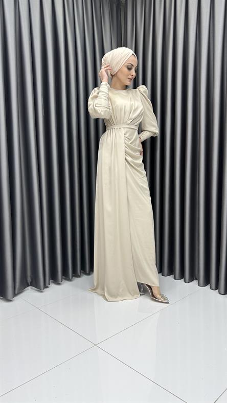 4554 H Abiye Elbise-Bej