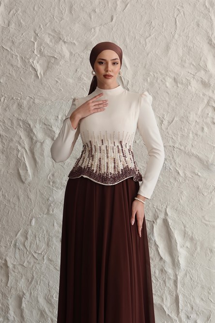 4575 Talu Abiye-Kahve Rengi
