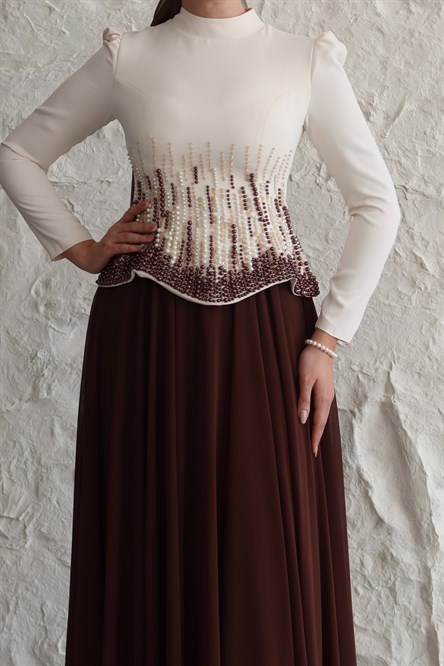 4575 Talu Abiye-Kahve Rengi