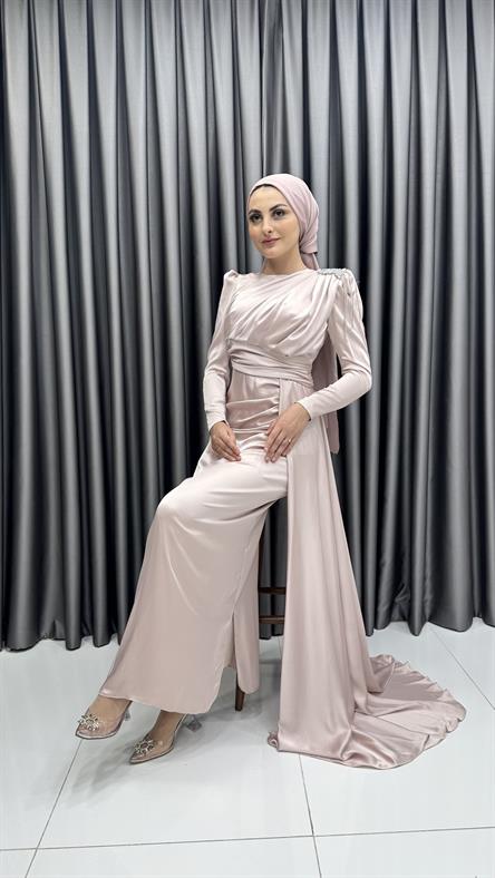 4579 H Abiye Elbise-Bej