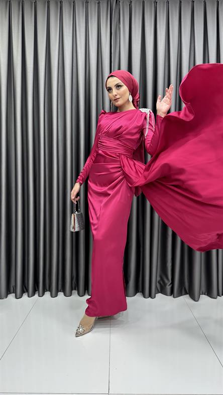 4579 H Abiye Elbise-Fuşya