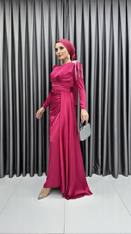 4579 H Abiye Elbise-Fuşya