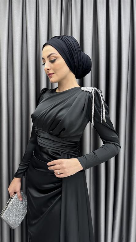 4579 H Abiye Elbise-Siyah