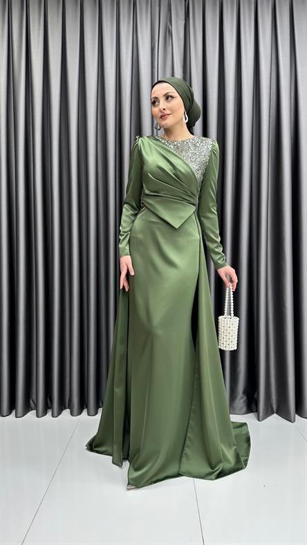 4600 F Abiye Elbise-Haki