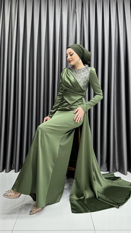 4600 F Abiye Elbise-Haki