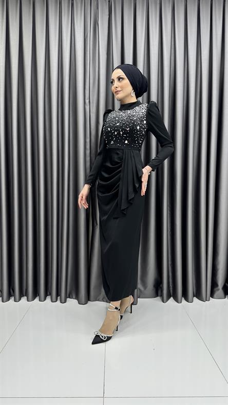 4607 H Abiye Elbise-Siyah