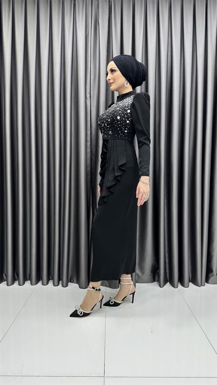 4607 H Abiye Elbise-Siyah