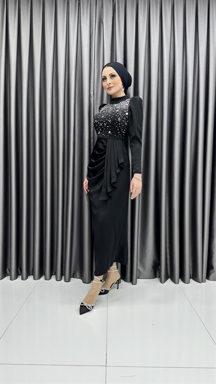 4607 H Abiye Elbise-Siyah