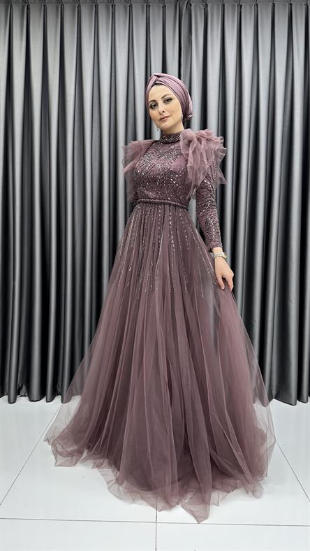 4611 H Abiye Elbise-Gül Rengi