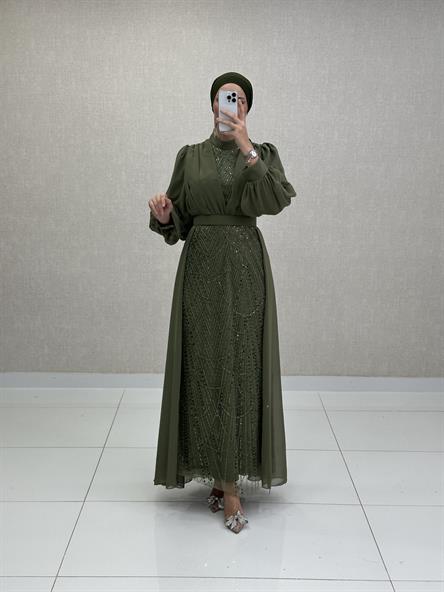 4630 T Abiye Elbise-Haki