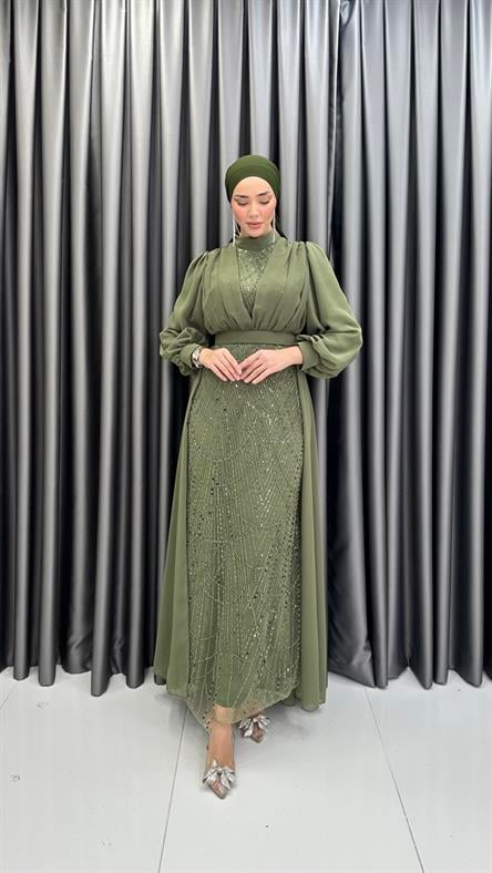 4630 T Abiye Elbise-Haki