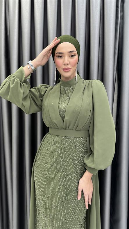 4630 T Abiye Elbise-Haki