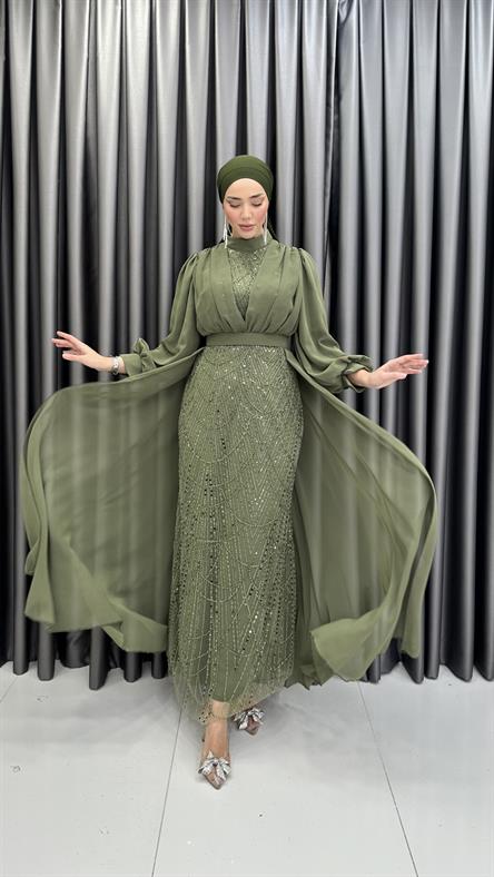 4630 T Abiye Elbise-Haki