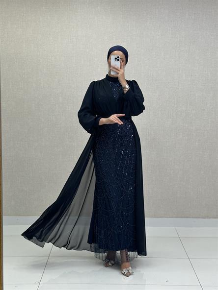 4630 T Abiye Elbise-Lacivert