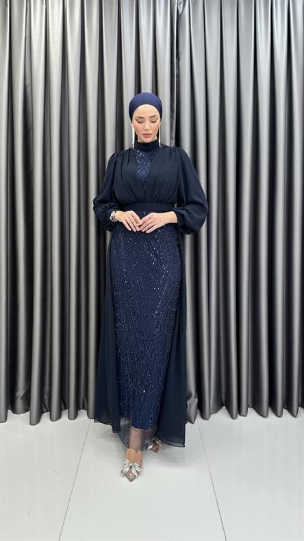 4630 T Abiye Elbise-Lacivert