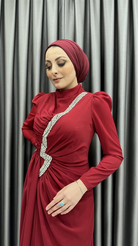 4637 H Abiye Elbise-Kırmızı
