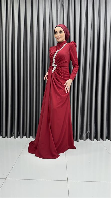 4637 H Abiye Elbise-Kırmızı