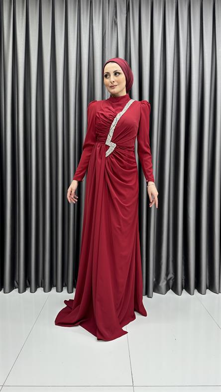 4637 H Abiye Elbise-Kırmızı